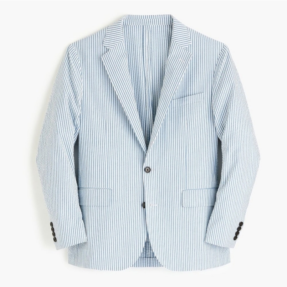 J Crew Ludlow Seersucker Blazer slim unstructured